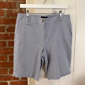 Talbots 100% Cotton Striped White‎ and Blue Bermuda Shorts 10